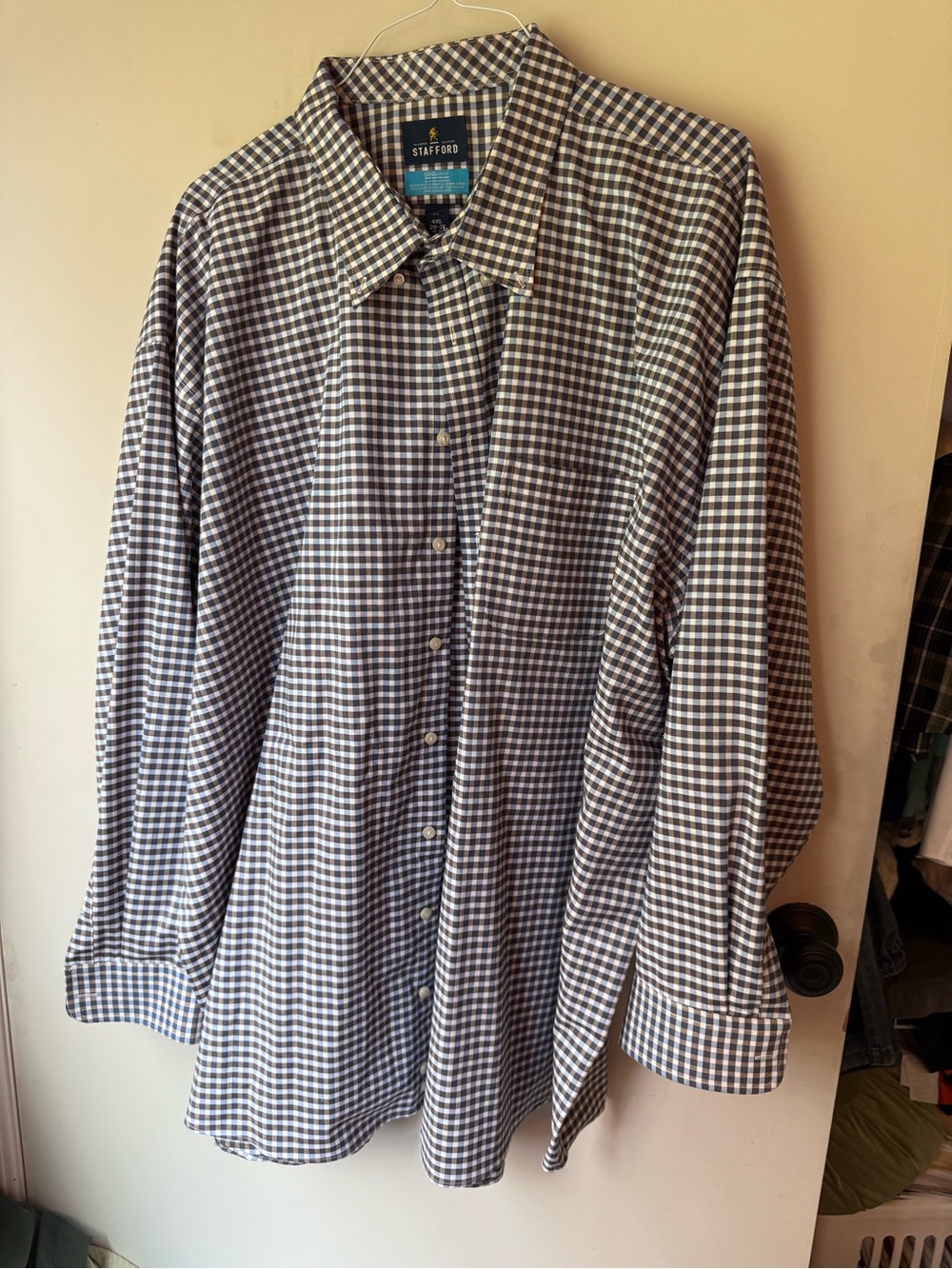 Stafford Navy and White Gingham Button-Down Shirt